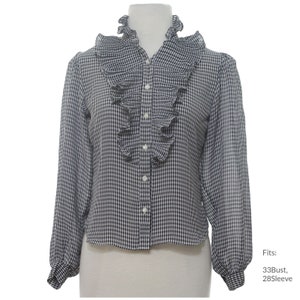 XS 80s Womens Lasting Impressions Shirt | Authentic Vintage Totally 80s Ruffle Shirt (33Bust, 28Sleeve)