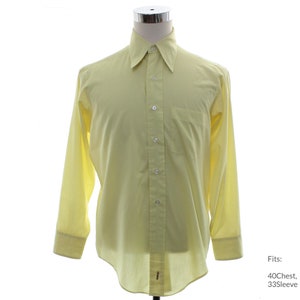 Medium 70s Mens Mod Shirt | Vintage Long sleeve Shirt (40Chest, 33Sleeve)
