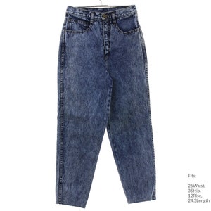 25x24 80s Womens Acid Washed Highwaisted Denim Jeans Pants | Vintage Jeans (35 Hip)