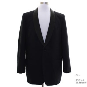 Medium 50s Mens Tuxedo Jacket | Vintage Long sleeve Jacket (41Chest, 35.5Sleeve)