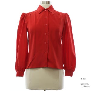Small 80s Womens Judy Bond Petites Shirt | Authentic Vintage Secretary Shirt (34Bust, 27Sleeve)