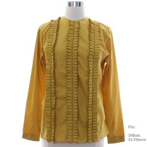 Small 60s Womens &#39;H Bar C&#39; Mod Shirt | Vintage Long sleeve Shirt (34Bust, 31.5Sleeve)