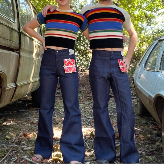 31W/30L Mens Navy Bellbottom Jeans Pants New/old Vintage Deadstock