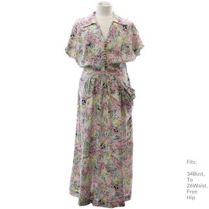 34Bust 40s Rayon Dress | Authentic Vintage Fab Forties Rayon Dress (34Bust, To 26Waist, Free Hip)