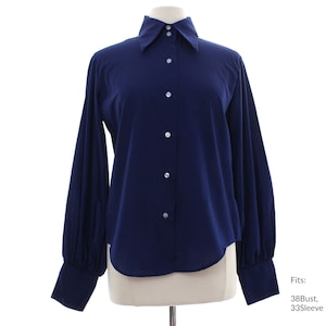 Large 60s Womens Mod Peacock Revolution Poet Shirt | Vintage Long sleeve Shirt (38Bust, 33Sleeve)