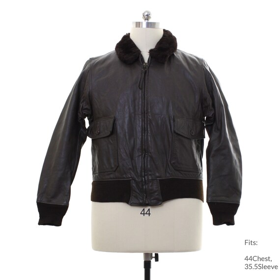 Large 80s Mens Leather Jacket | Retro G1 Intermediate Flight 