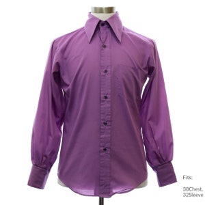 Small 60s Mens Mod Shirt | Vintage Long sleeve Shirt (38Chest, 32Sleeve)