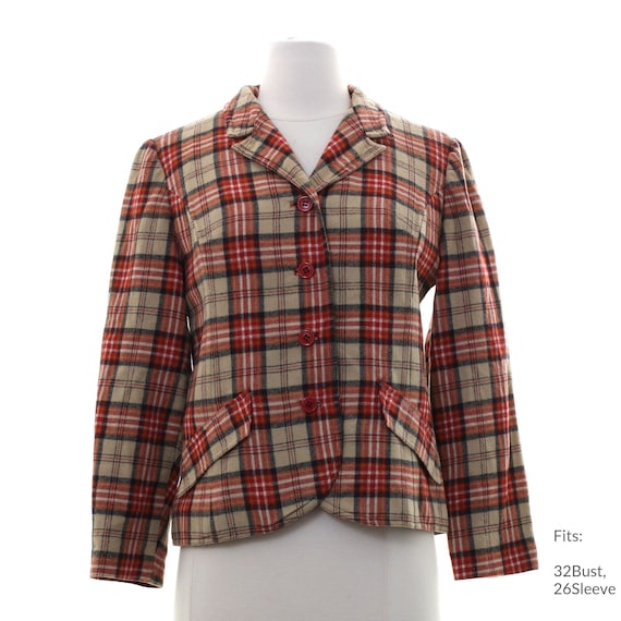 XS 50s Womens Pendleton Wool Jacket Vintage Long Sleeve 32bust 26sleeve Etsy