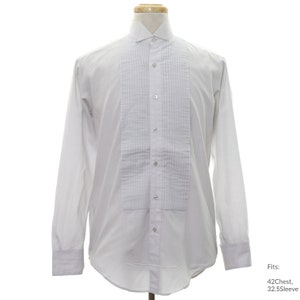 70年代メンズ「アフターシックス」タキシードシャツ（ラージ）｜本物のヴィンテージプリーツフレンチカフタキシードシャツ（胸囲42、袖丈32.5）