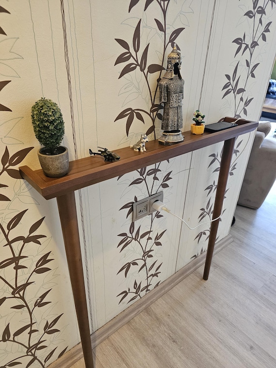 Narrow Console Table: Wooden Small Table for Entryway and Decor, Radiator Shelf