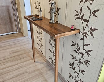 Mesa consola estrecha para entrada; consola delgada de madera de 30 cm de profundidad
