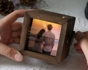Custom Photo Flipbook Box with Light – Personalized Wooden Animation Album