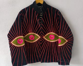 Eagle Eye Embroidered Jacket|  | Indian Suzani Jacket | Velvet Coats | Gifts | TNT Jackets