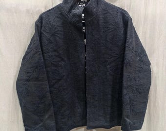 Reversible Black Suzani Jacket , Handmade Embordered Boho Coat With 2 Pockets, Cotton Jacket