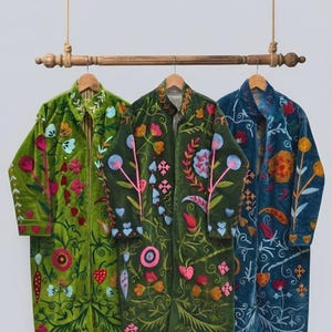 Elegante chaqueta larga de terciopelo para mujer - Abrigo de terciopelo con estilo - Perfecto para el invierno - Dos estilos en una chaqueta, bata Regalos para él