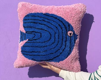 Handgemaakt katoenen getuft kussen | Modern decoratief kussen
