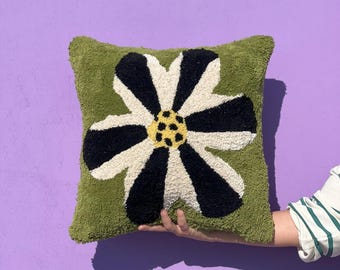Getuft kussen Handgemaakt bohokussen met textuur | Natuurlijk interieuraccent