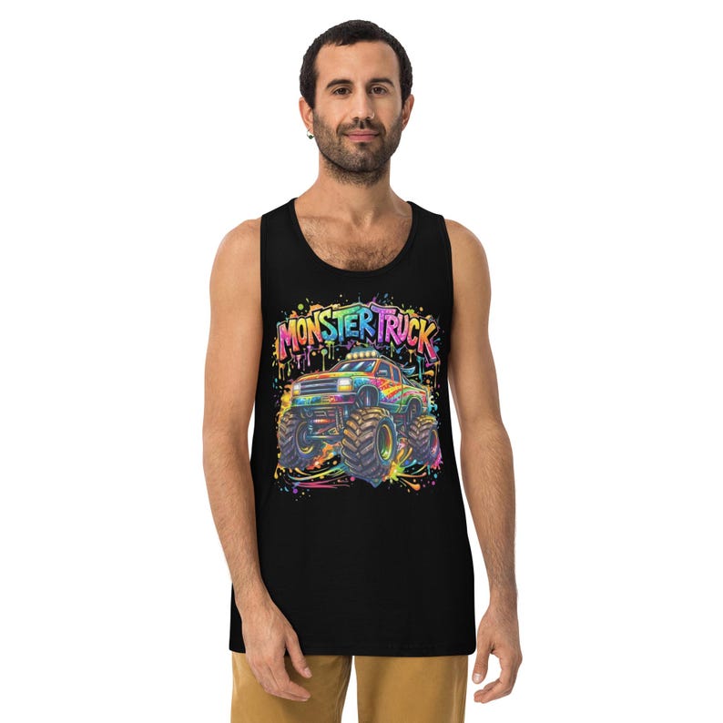 Monster Truck Shirt, Colorful Kids Truck Tee, Rainbow Splash Graphic T-Shirt, Monster Jam Style Gift for Boys Girls