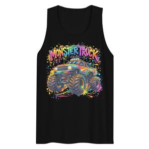 Monster Truck Shirt, Colorful Kids Truck Tee, Rainbow Splash Graphic T-Shirt, Monster Jam Style Gift for Boys Girls