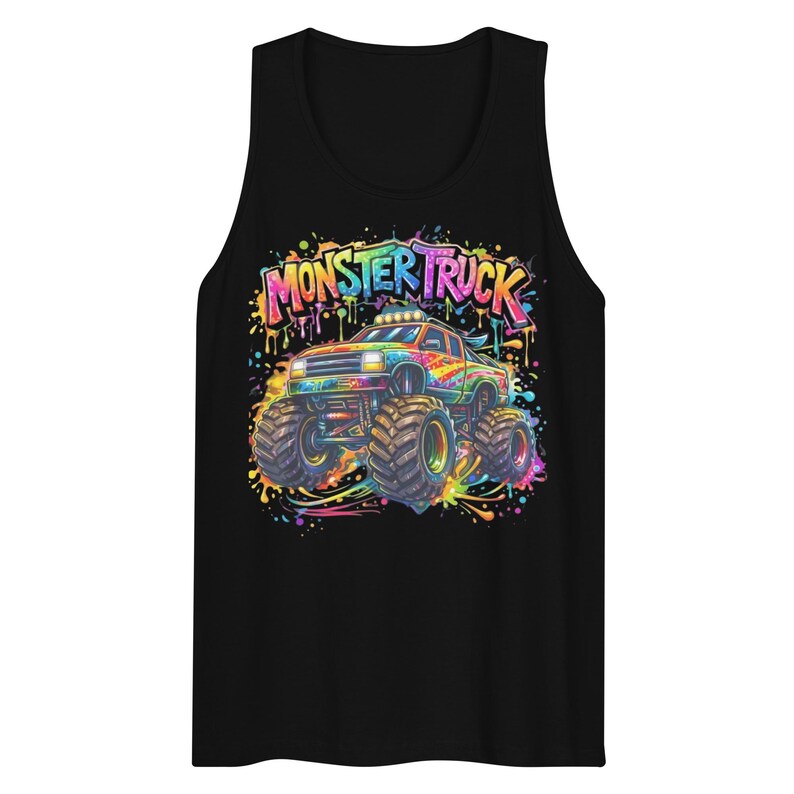 Monster Truck Shirt, Colorful Kids Truck Tee, Rainbow Splash Graphic T-Shirt, Monster Jam Style Gift for Boys Girls