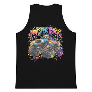 Monster Truck Shirt, Colorful Kids Truck Tee, Rainbow Splash Graphic T-Shirt, Monster Jam Style Gift for Boys Girls