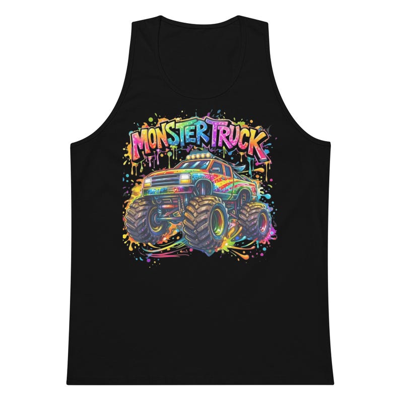 Monster Truck Shirt, Colorful Kids Truck Tee, Rainbow Splash Graphic T-Shirt, Monster Jam Style Gift for Boys Girls