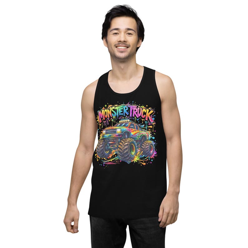 Monster Truck Shirt, Colorful Kids Truck Tee, Rainbow Splash Graphic T-Shirt, Monster Jam Style Gift for Boys Girls