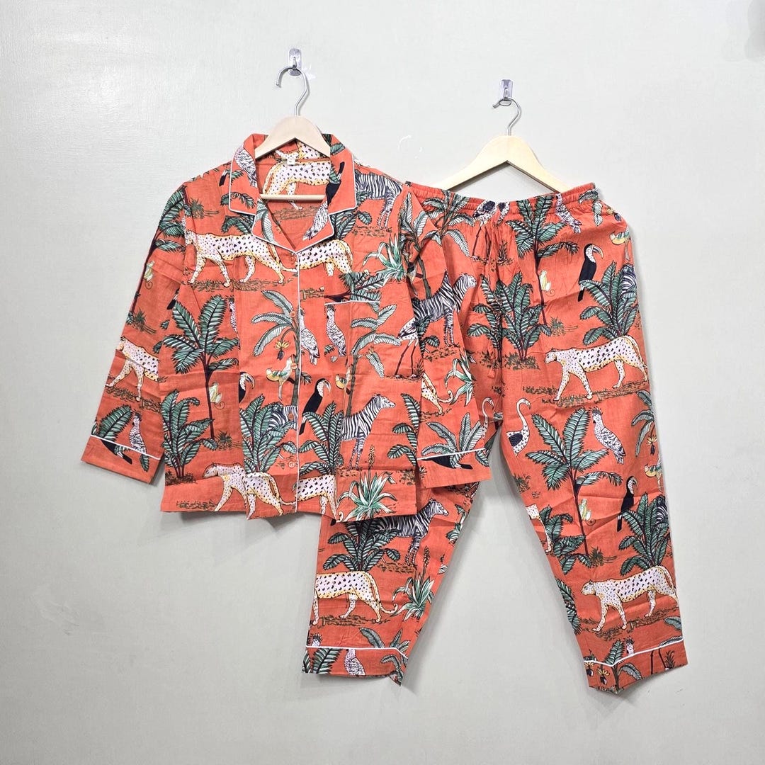 beo® 6er set texas be743 dschungel print mit vogel... Neueste Dschungel Print PJ Set, 100% Baumwolle Pyjama Set, Nachtwäsche ...