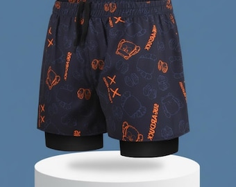 Men's Spring Swim Shorts Double-Layered Trunks for Swimming Beach and Sports  Lightweight