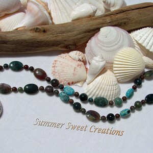 Green Onyx with Jasper and Turquoise Necklace and Earring Set image 2