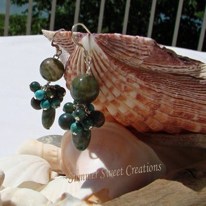 Green Onyx with Jasper and Turquoise Necklace and Earring Set image 4