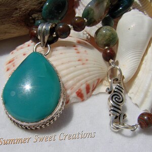 Green Onyx with Jasper and Turquoise Necklace and Earring Set image 1