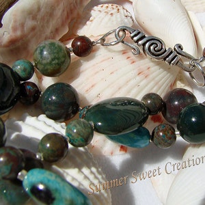 Green Onyx with Jasper and Turquoise Necklace and Earring Set image 3