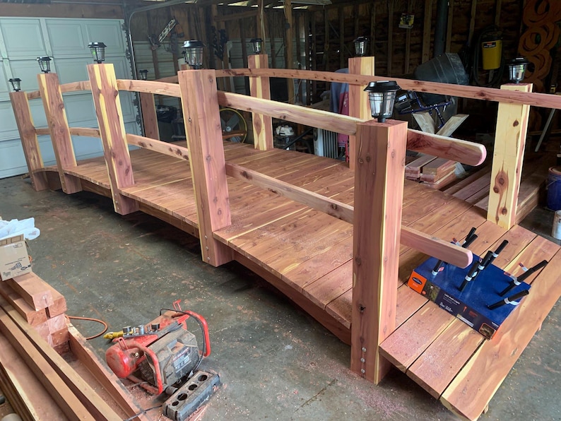 Bride Railing Post 4ft Cedar Post and Rail Garden Bridge – Handcrafted Wooden Foot Bridge ...