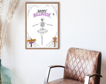 Póster de Halloween, Arte mural de Halloween, Póster espeluznante, Descarga digital, Decoración de Halloween imprimible