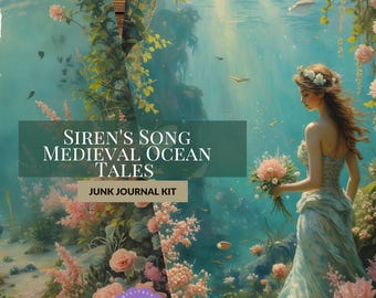 Siren's Song Medieval Ocean Junk Journal Kit – 50 Pages Gothic Mermaid Printables (Digital Download)
