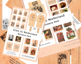 Printable Junk Journal Kit  Alice In Wonderland