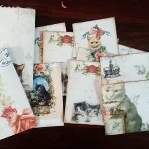 Vintage Cats Printable Addon Journal Cards, Envelope and Paper Bags. Printable Digital Paper image 8
