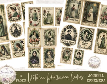 Vintage Halloween Journal Cards | Gothic Ephemera for Creative Projects