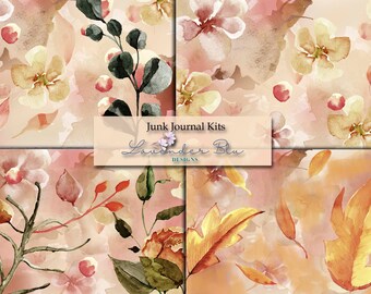 Autumn Floral Junk Journal Kit, Printable Collage Paper (Digital Download)