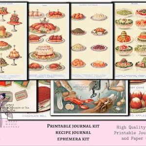 Recipe Junk Journal Kit: Vintage Food Ephemera (Printable)