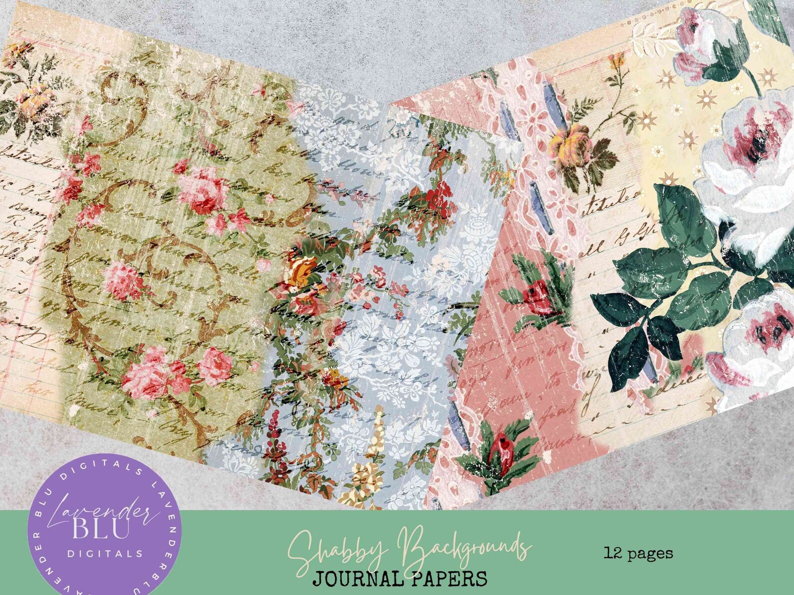Page Backing Shabby Backing Papers Set, Instant Download, Junk Journal Kit, Journal ...
