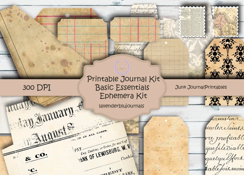 Printable Junk Journal Kit Basic Ephemera Journal Printable | Etsy ...