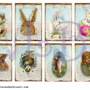 Junk Journal Printable Vintage Rabbit Easter Journal Cards Printable ...