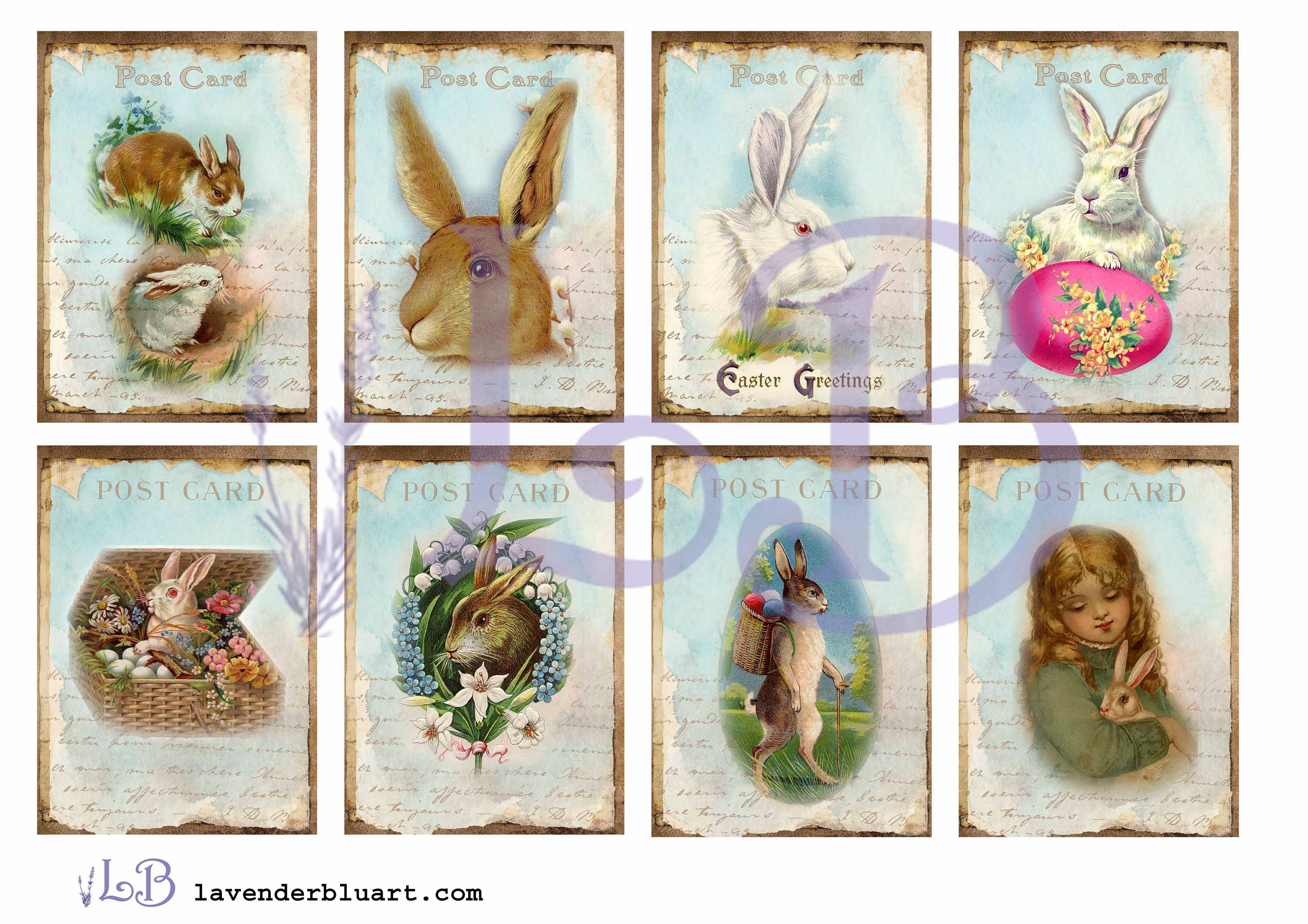 Junk Journal Printable Vintage Rabbit Easter Journal Cards | Etsy
