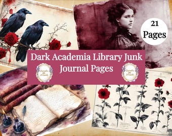 Dark Academia Library Junk Journal Pages 10 Gothic Printable Backgrounds Vintage Scholarly Journal Kit