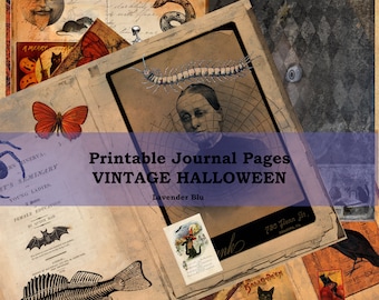 Halloween Junk Journal Kit | Vintage Ephemera & Printable Journal Pages | Digital Download