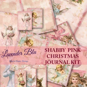 Junk Journal Kit, Pink Christmas, Digital Journal Kit