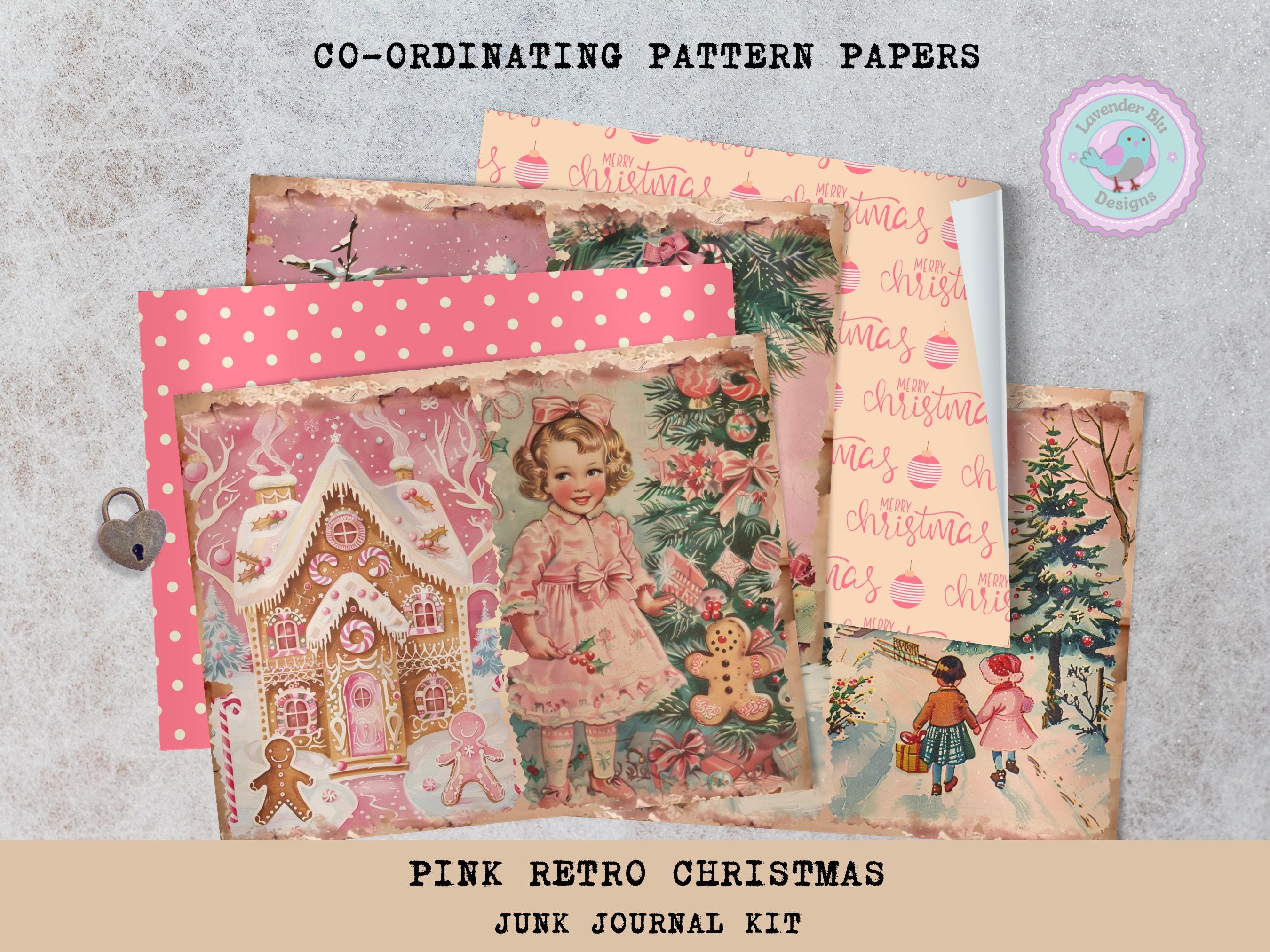 Pink Retro Christmas Junk Journal Kit - Vintage Ephemera - Printable ...