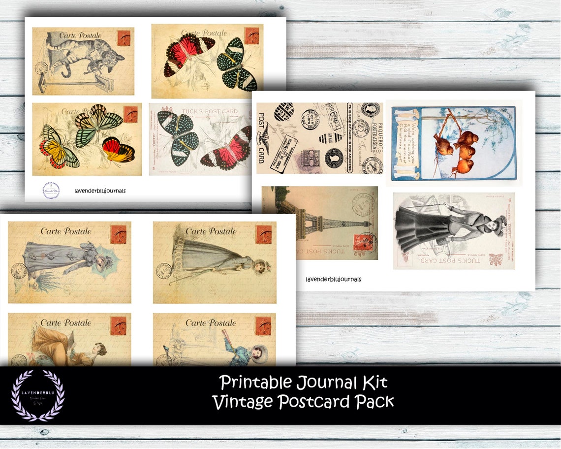 Junk Journal Printable Ephemera Vintage Postcards Digital - Etsy
